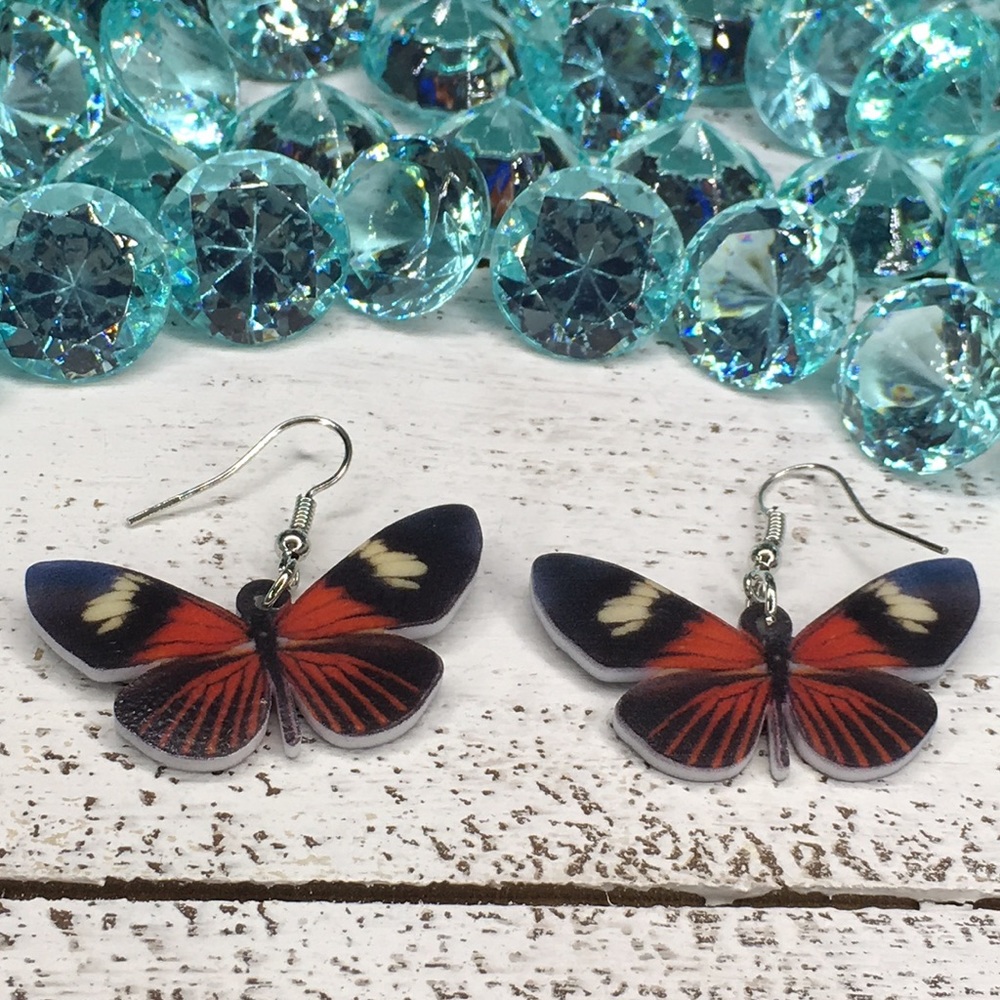 Heliconius Acrylic Butterfly Earrings - Picture 1 of 6
